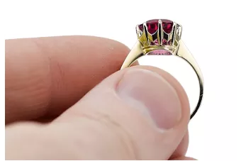  Rubín 14k žluté zlato Vintage vrc157y